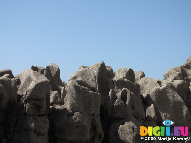 SX05826 Odd shaped rocks reminiscent of chimneys on La Pedrera by Gaudi